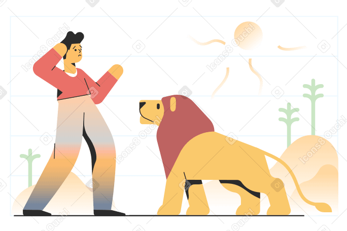 Meet a lion Illustration in PNG, SVG