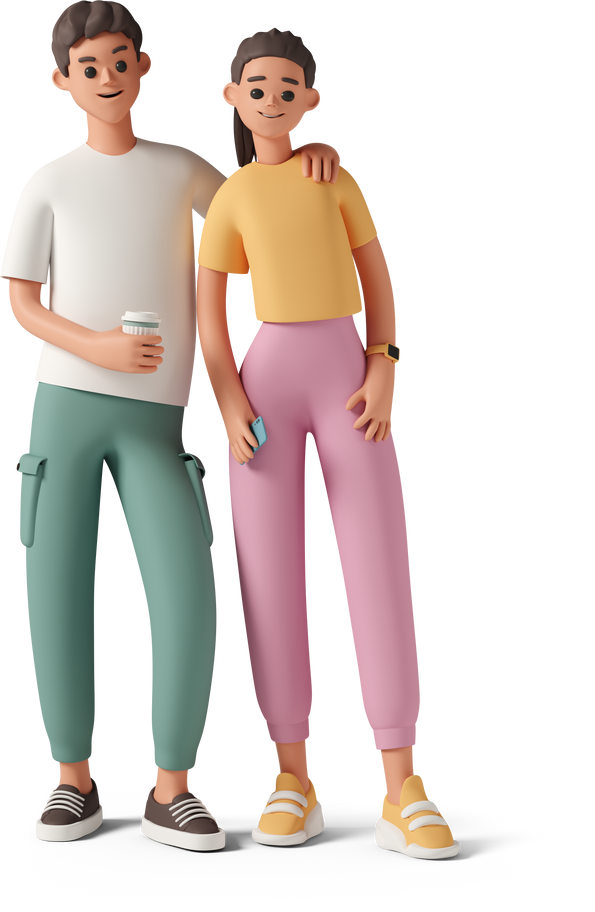 young man and woman standing together Illustration in PNG, SVG