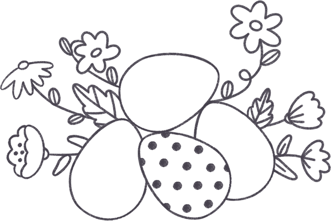 easter eggs with flowers Illustration in PNG, SVG