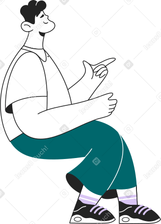 뭔가를 보여주는 앉아있는 남자 PNG, SVG