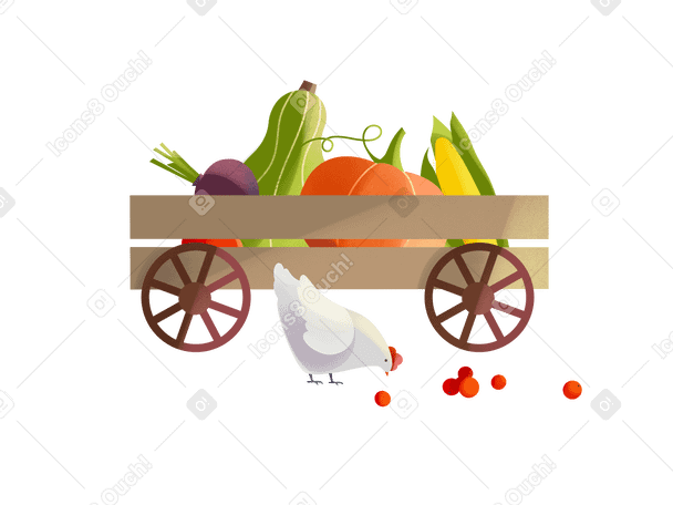 Cart with vegetables PNG, SVG