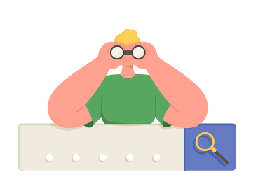 Man with binoculars above search bar PNG, SVG