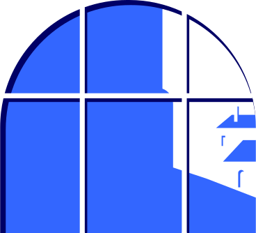 Fenêtre artbarchée avec un paysage urbain à l'extérieur de la fenêtre PNG, SVG