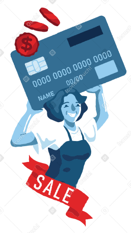 Женщина платит картой при продаже в PNG, SVG