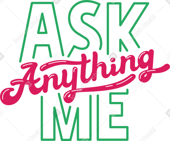 lettering ask me anything red and green Illustration in PNG, SVG