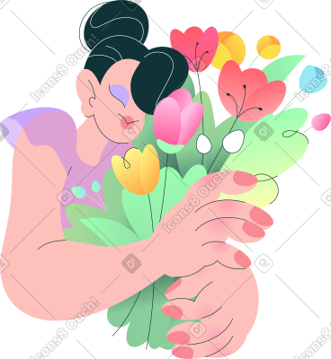 带花的女人 PNG, SVG