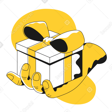 Hand holding gift Illustration in PNG, SVG