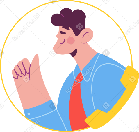 man in a circle with a telephone receiver PNG, SVG