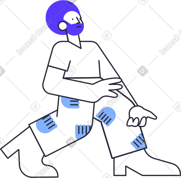 Afro blue haired man with beard walking PNG, SVG