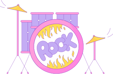 drum kit with lettering rock PNG, SVG