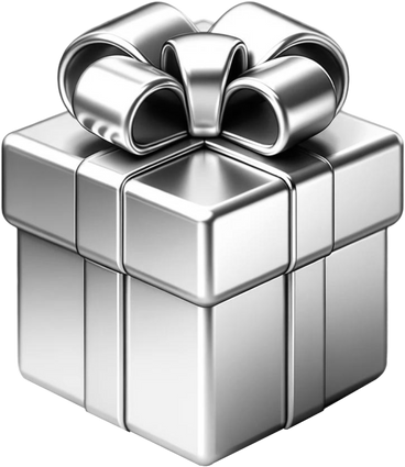Chromed gift box PNG, SVG