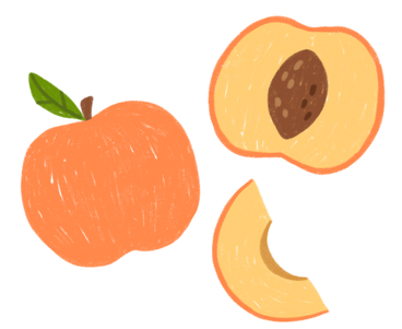 Peach, half of a peach and a peach slice PNG, SVG
