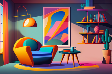 Groovy retro interior background PNG, SVG