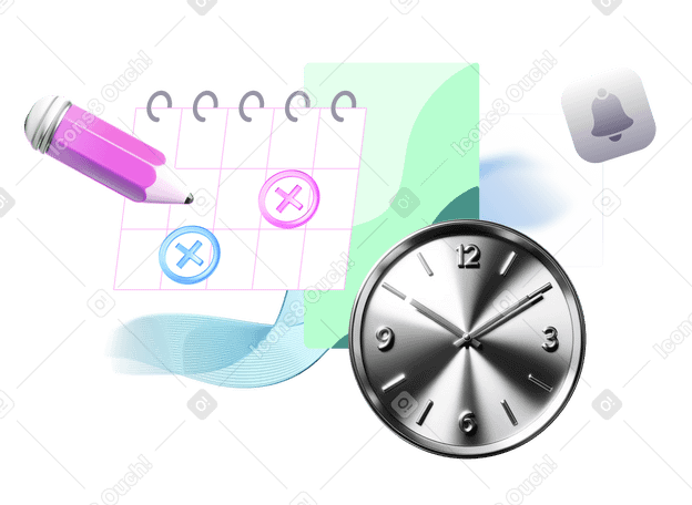 달력과 시계를 활용한 시간 관리 PNG, SVG