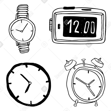 Аналоговые часы, часы, будильник и цифровые часы в PNG, SVG