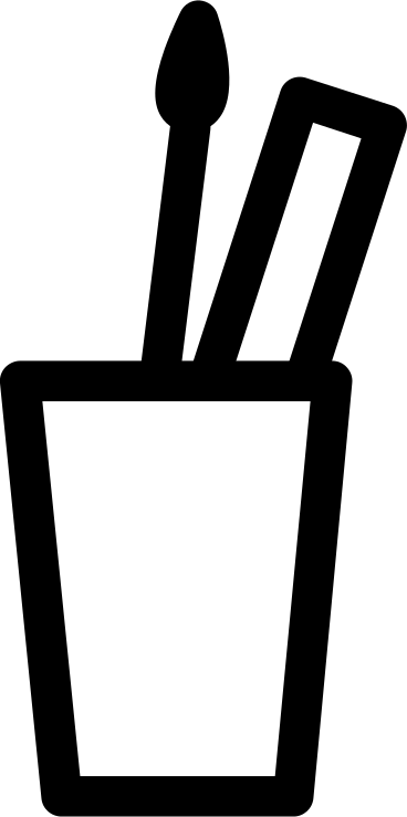 Cup with brush and ruler PNG, SVG