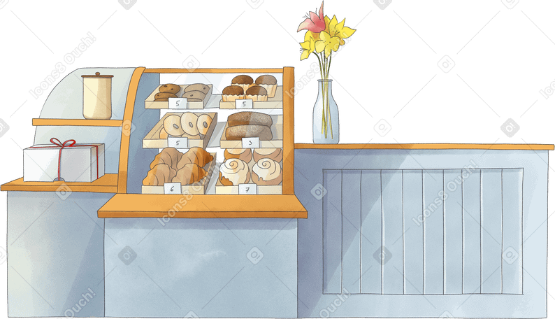 bakery counter Illustration in PNG, SVG