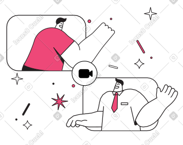 Coworkers greeting in online meeting PNG, SVG