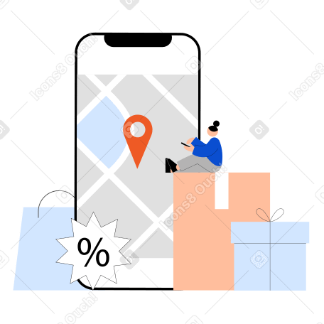 Young woman making an order in an online store PNG, SVG