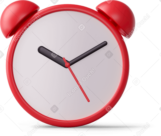 3D red clock PNG, SVG