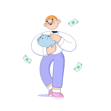 Man putting money into piggy bank PNG, SVG