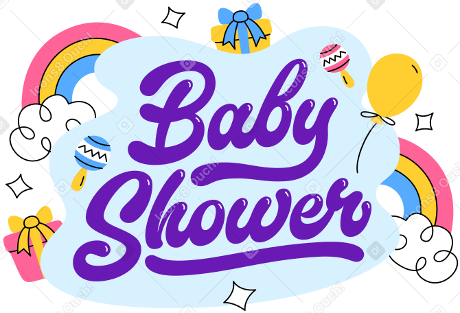 lettering baby shower with decorate elements text PNG, SVG