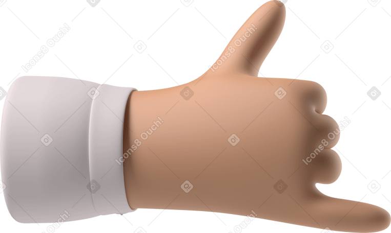 3D Tanned skin hand showing call me sign PNG, SVG
