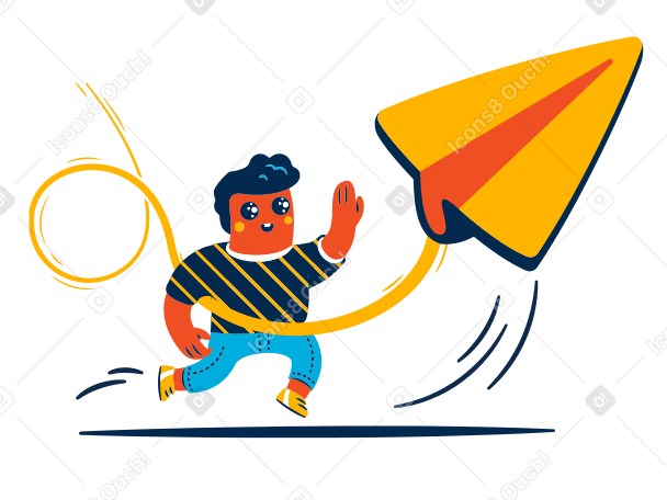Playing with paper plane Illustration in PNG, SVG