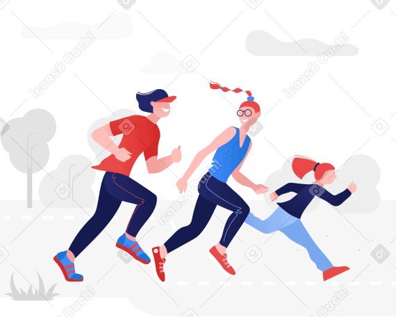 Family sports run Illustration in PNG, SVG