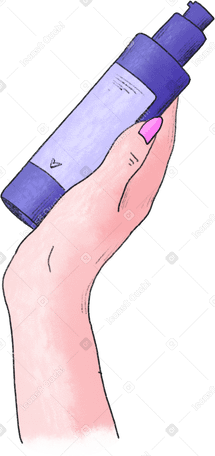 Mão direita segurando um frasco de cosméticos PNG, SVG