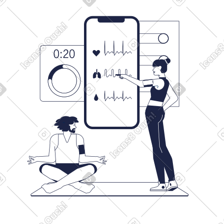 男人和女人使用健身追踪器 PNG, SVG