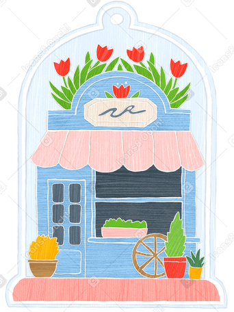 Flower blue shop in a frame in the form of a flask PNG, SVG