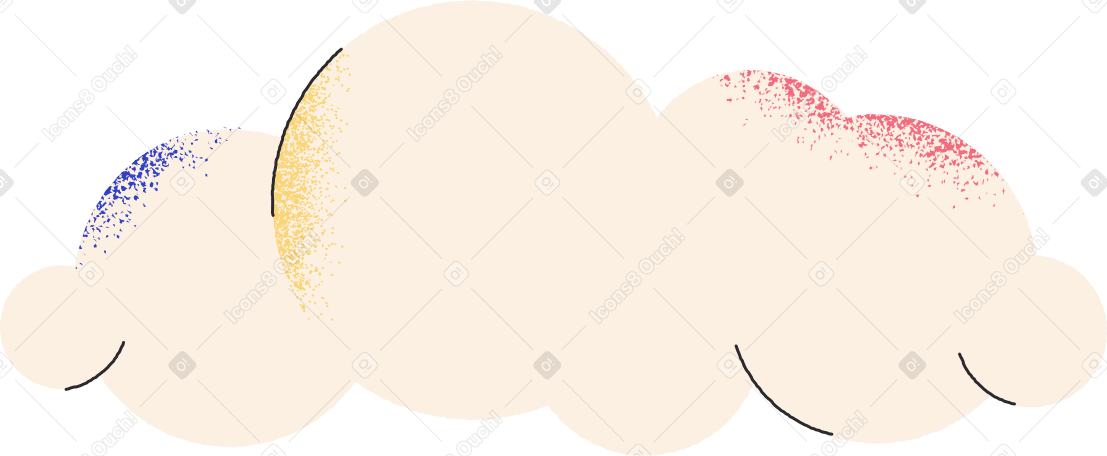 beige cloud with multicolored shadows PNG, SVG