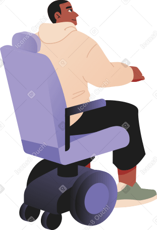 man in an electric wheelchair rear view PNG, SVG