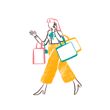 Woman walking with shopping bags PNG, SVG
