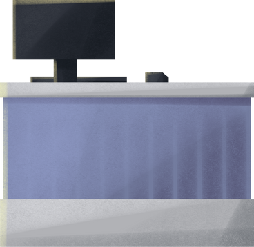 Cashier desk with a computer and a payment terminal PNG, SVG