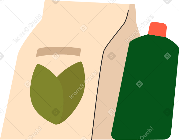 paper bag and bottle Illustration in PNG, SVG