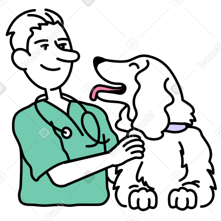 개를 진찰하는 수의사 PNG, SVG