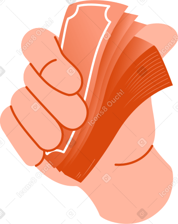 mano sosteniendo una pila de billetes PNG, SVG