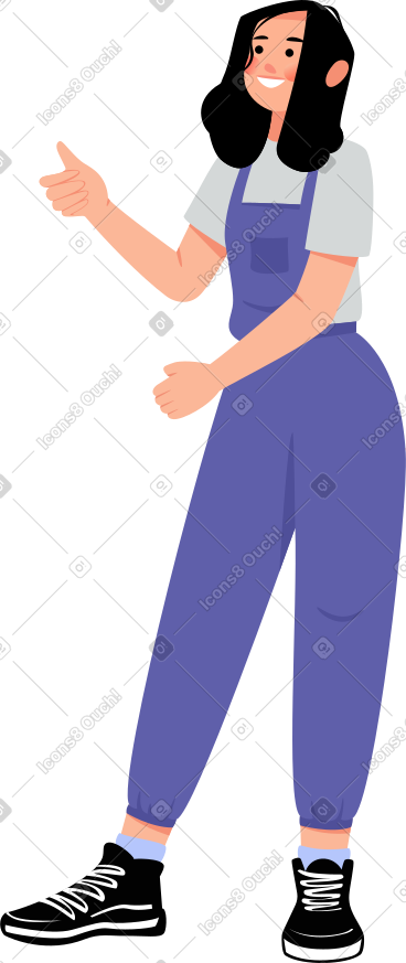 工装裤的女孩 PNG, SVG