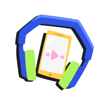 Phone with player buttons on the screen and headphones PNG, SVG