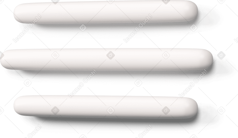 3D Three lines text icon turned to the left Illustration in PNG, SVG