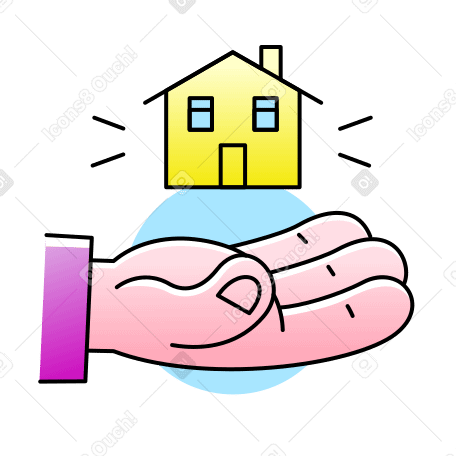 Hand holding a little house PNG, SVG