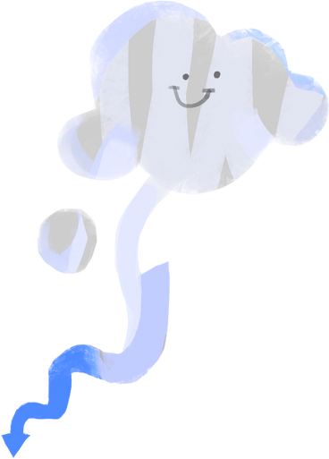 cloud with smile and arrow pointing down PNG, SVG