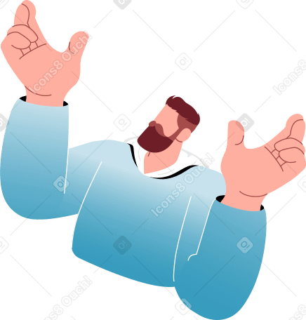 homme haut du corps dans un sweat à capuche avec ses mains levées PNG, SVG