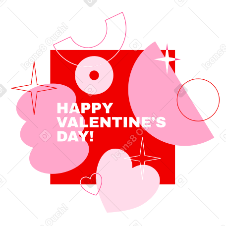 Happy Valentine's Day on geometric abstract background with hearts PNG, SVG