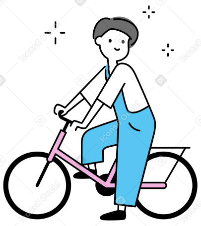 Young woman in overalls on a bicycle PNG, SVG