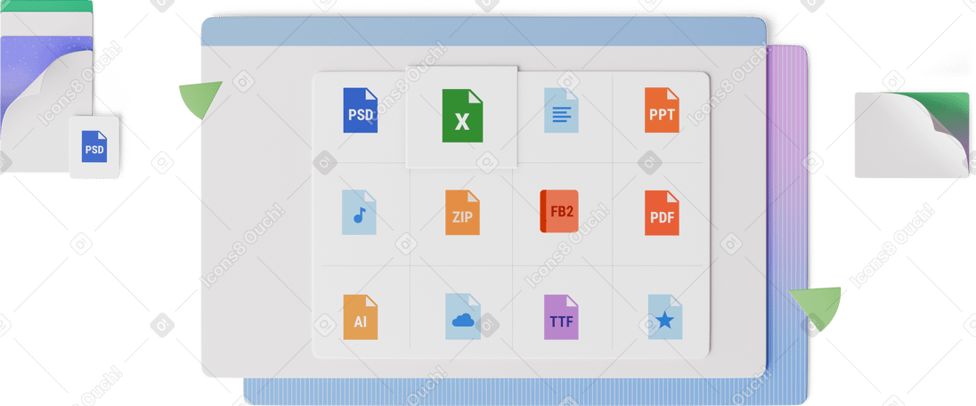 3D top view of program icons PNG, SVG