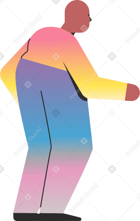 chubby old person standing back Illustration in PNG, SVG