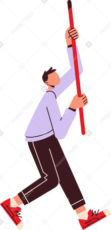 young man with stick PNG, SVG